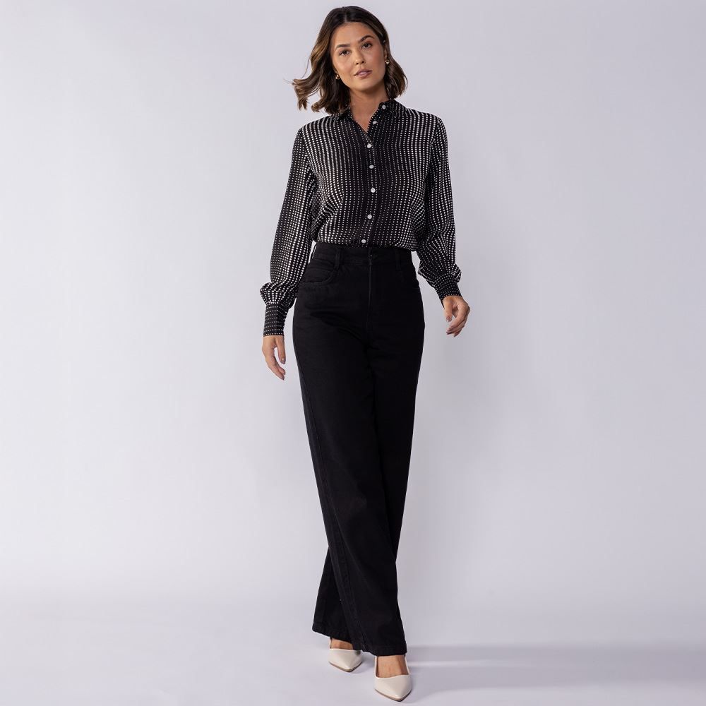 Camisa Feminina Manga Longa Em Crepe Patricia Foster