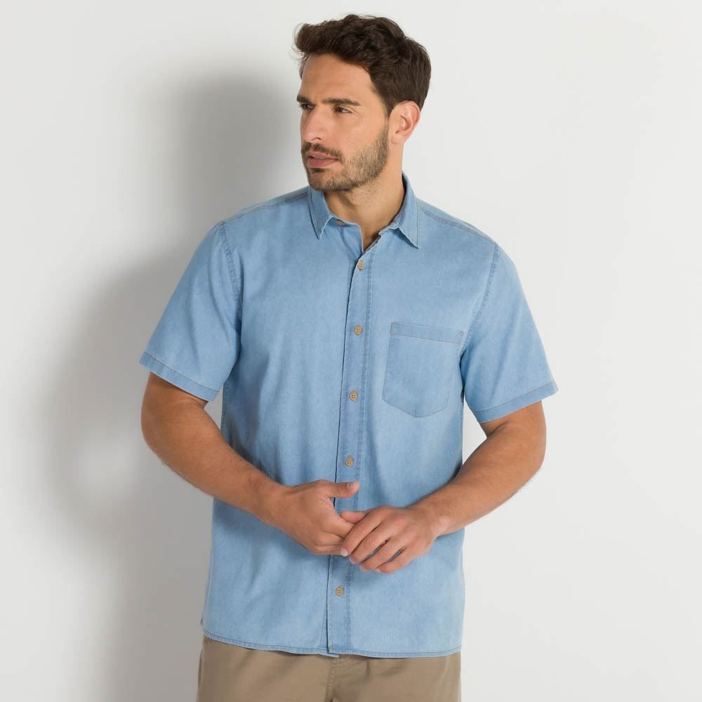 Camisa Jeans Manga Curta Marc Alain