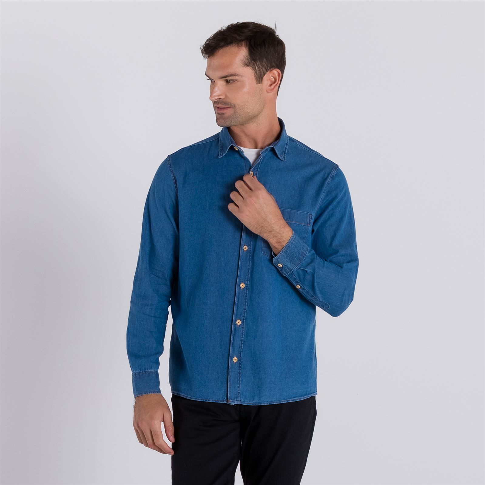 Camisa Jeans Manga Longa Marc Alain