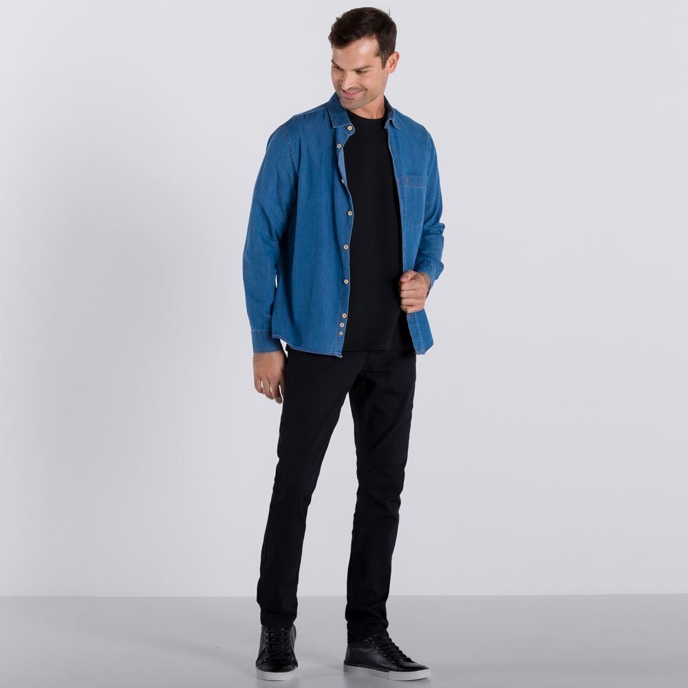 Camisa Jeans Manga Longa Marc Alain