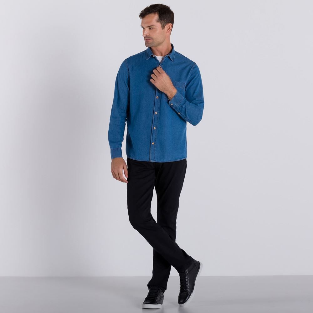 Camisa Jeans Manga Longa Marc Alain