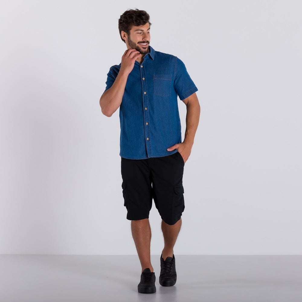 Camisa Jeans Manga Curta Marc Alain