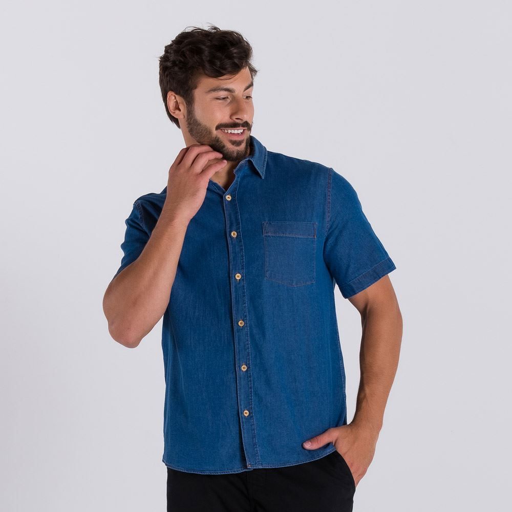 Camisa Jeans Manga Curta Marc Alain