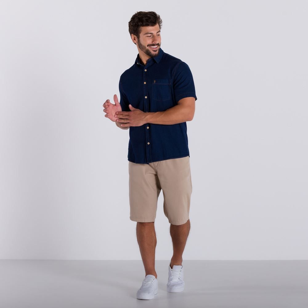 Camisa Jeans Manga Curta Marc Alain