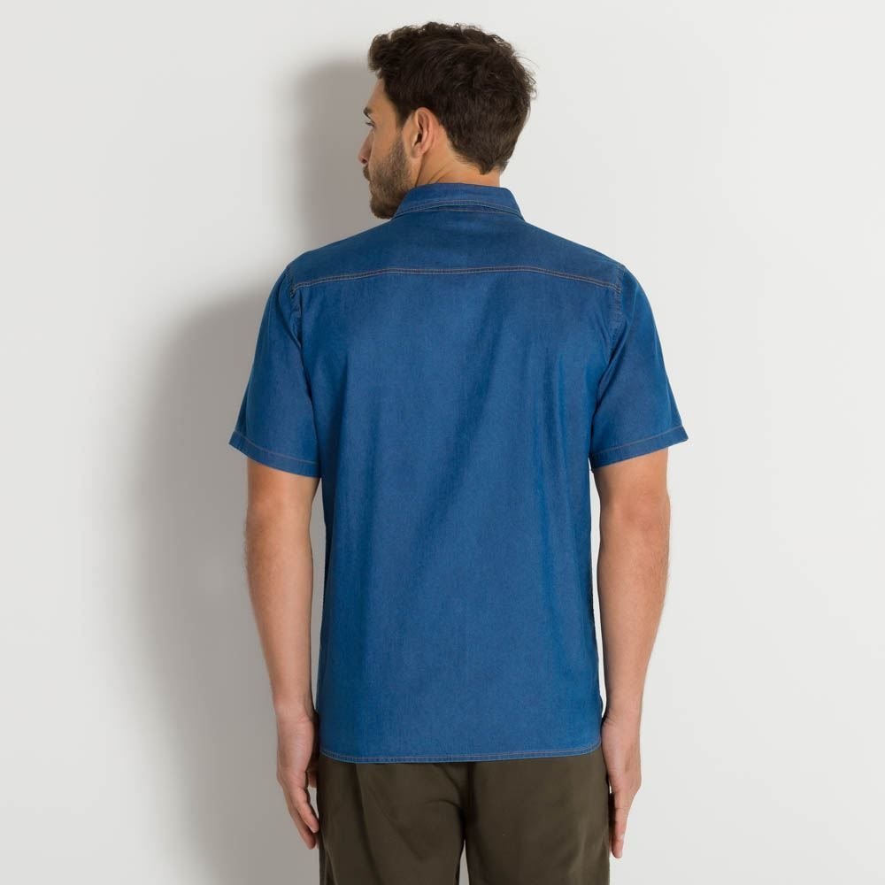 Camisa Jeans Masculina Manga Curta Marc Alain