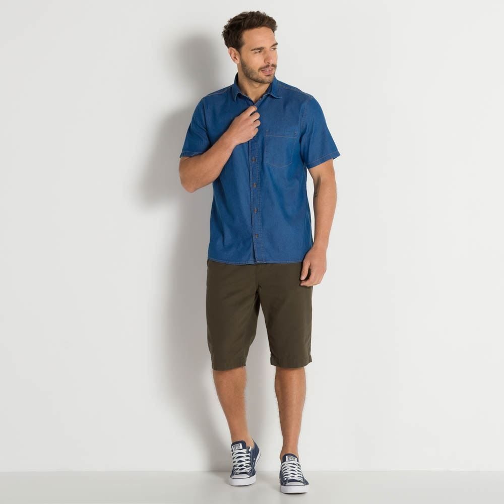 Camisa Jeans Masculina Manga Curta Marc Alain