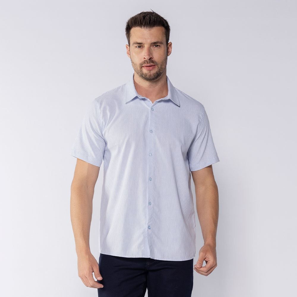 Camisa Masculina De Botão Tecido Plano Marc Alain