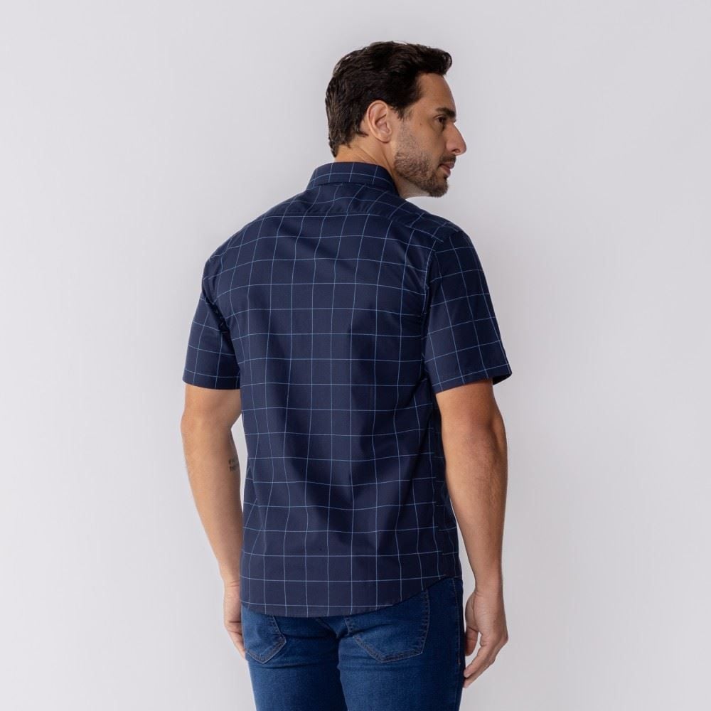 Camisa Masculina De Botão Xadrez Grid Marc Alain