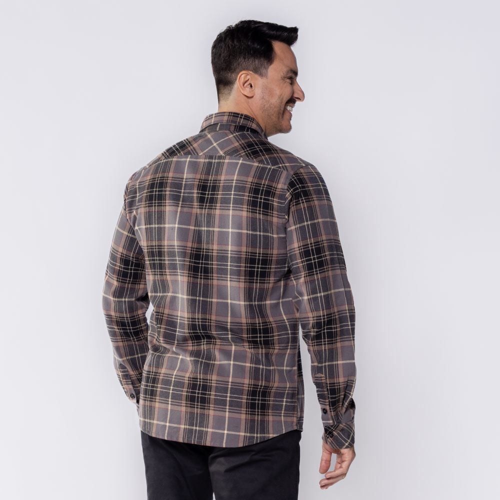 Camisa Masculina Xadrez De Flanela Com Bolso Marc Alain