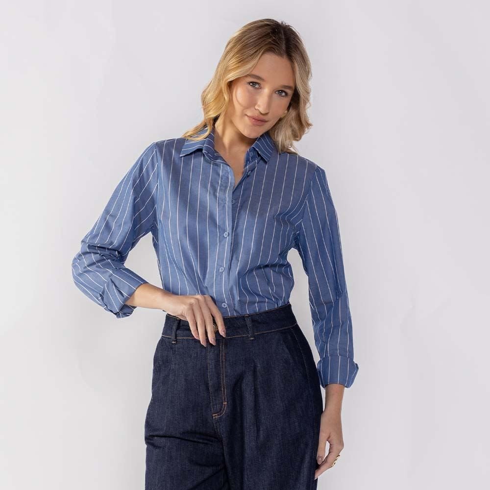 Camisa Feminina Listrada Patricia Foster