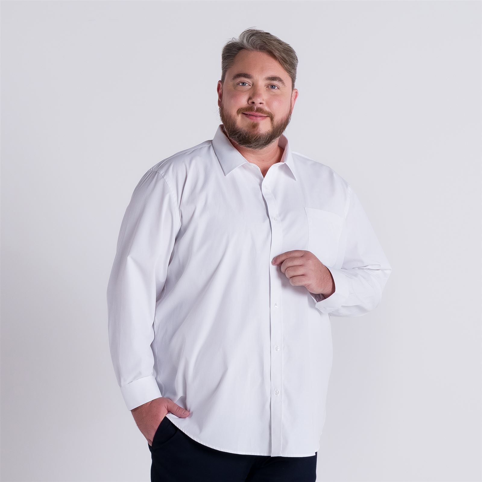 Camisa Plus Size Manga Longa Marc Alain