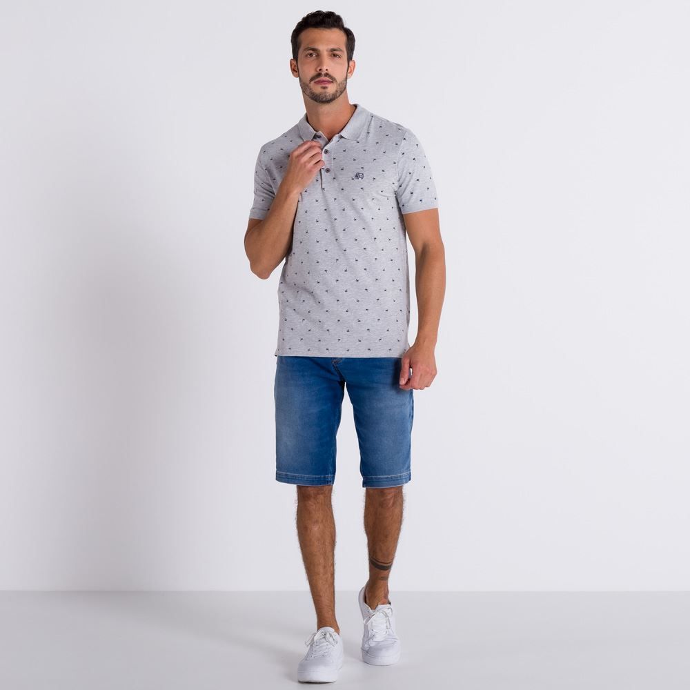 Camisa Polo Manga Curta com Estampa Rotativa Rovitex
