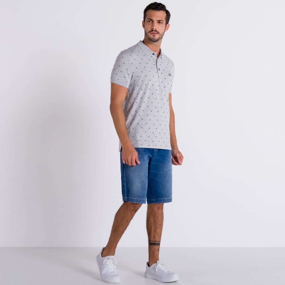 Camisa Polo Manga Curta com Estampa Rotativa Rovitex