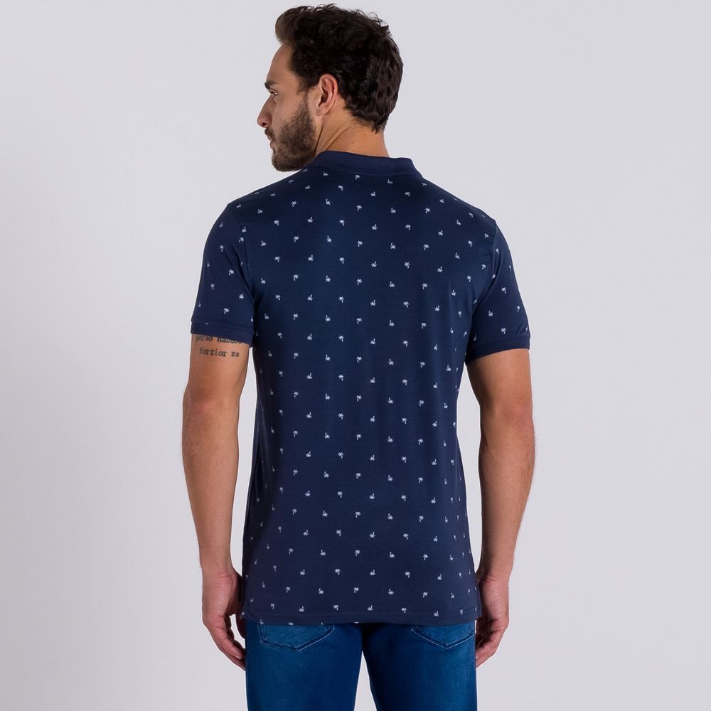 Camisa Polo Manga Curta com Estampa Rotativa Rovitex
