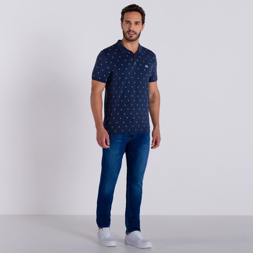 Camisa Polo Manga Curta com Estampa Rotativa Rovitex