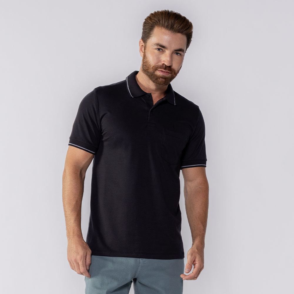 Camisa Polo Masculina Com Bolso Marc Alain