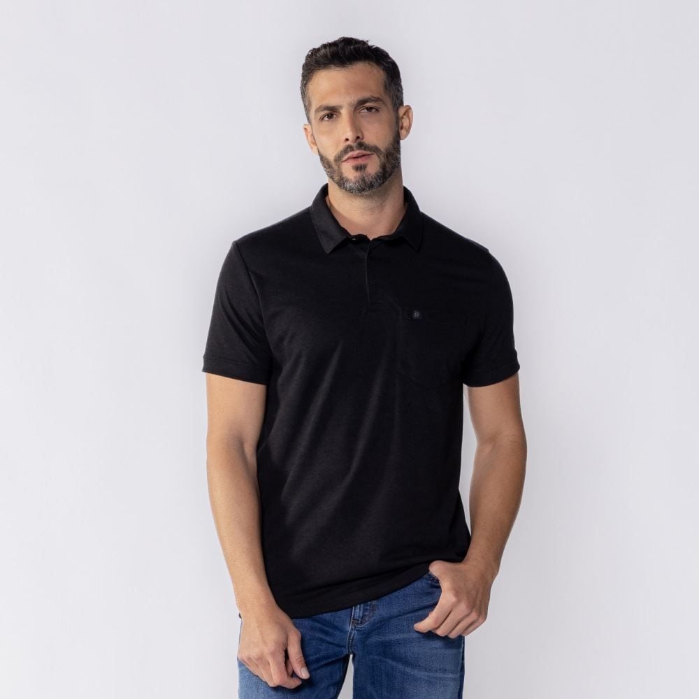 Camisa Polo Masculina De Piquet Com Bolso Marc Alain