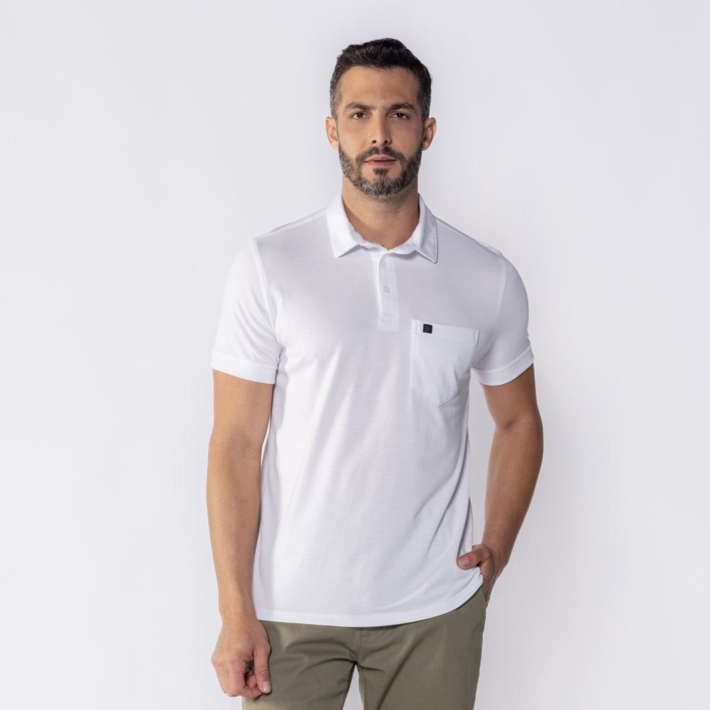 Camisa Polo Masculina De Piquet Com Bolso Marc Alain
