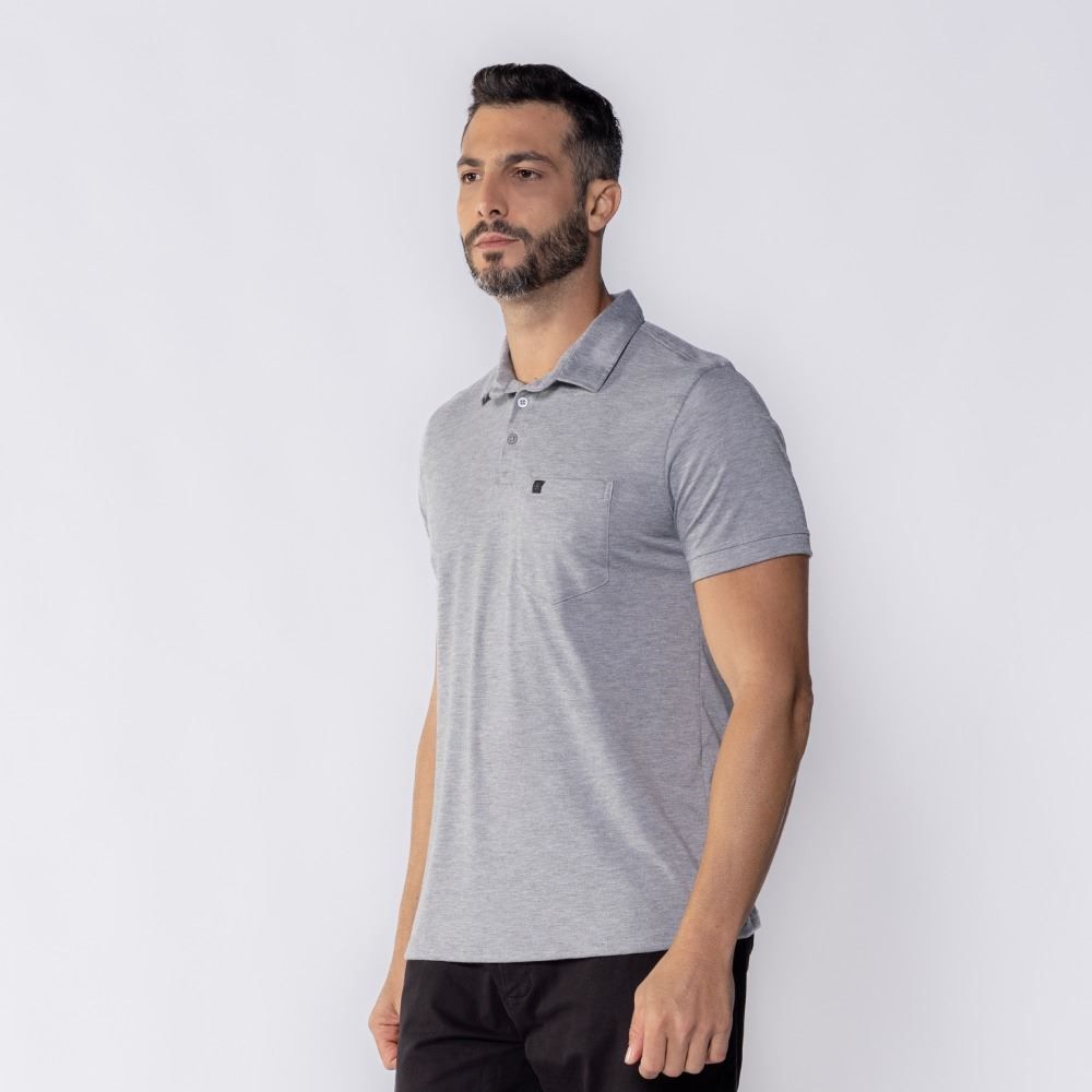 Camisa Polo Masculina De Piquet Com Bolso Marc Alain