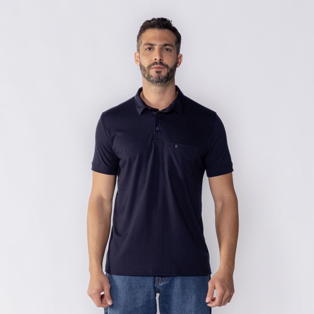 Camisa Polo Masculina De Piquet Com Bolso Marc Alain