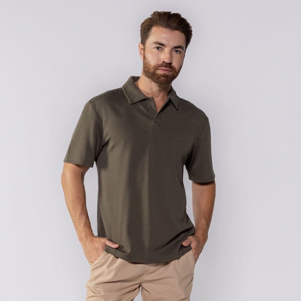 Camisa Polo Masculina Jacquard Pacific Blue