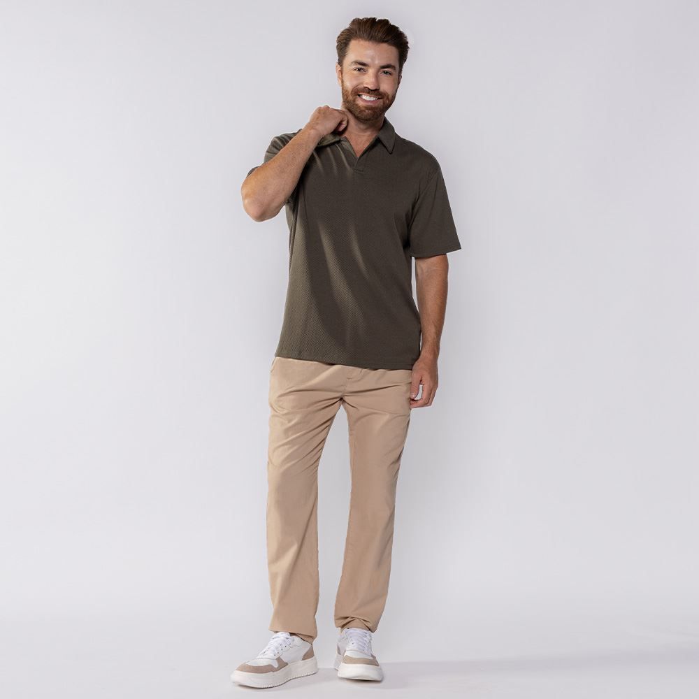 Camisa Polo Masculina Jacquard Pacific Blue