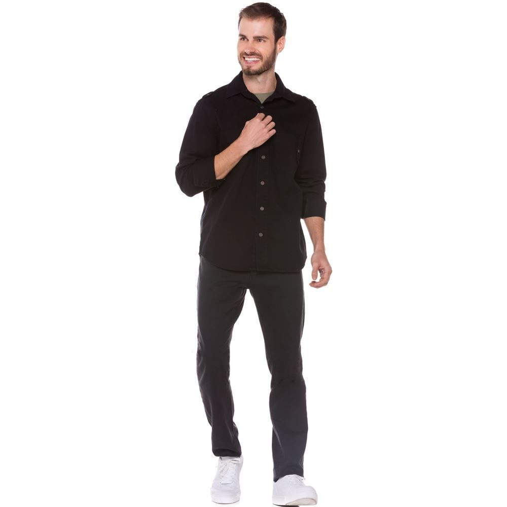 Camisa Sarja com Bolso Deslocado Thing