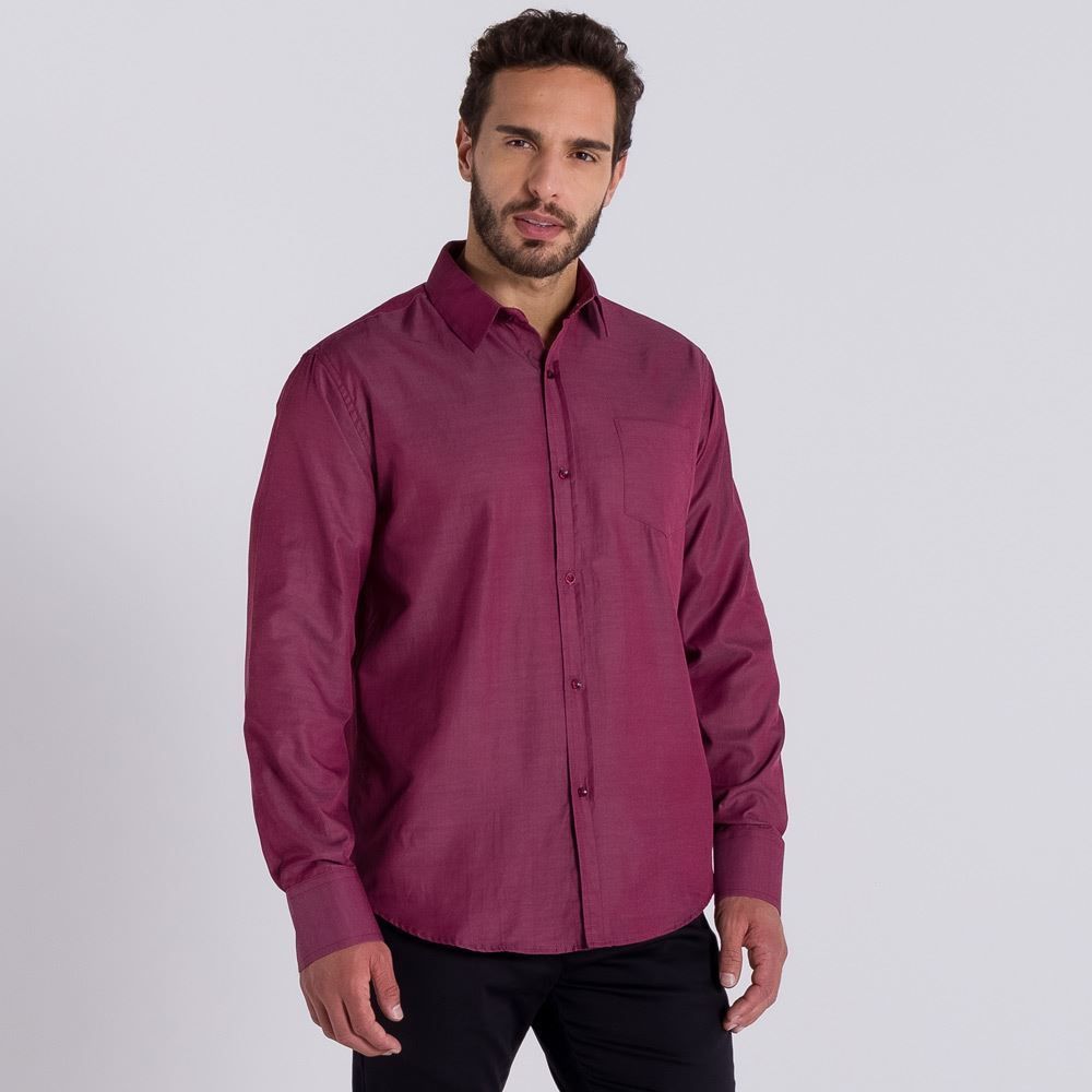 Camisa Social Manga Longa com Bolso Marc Alain