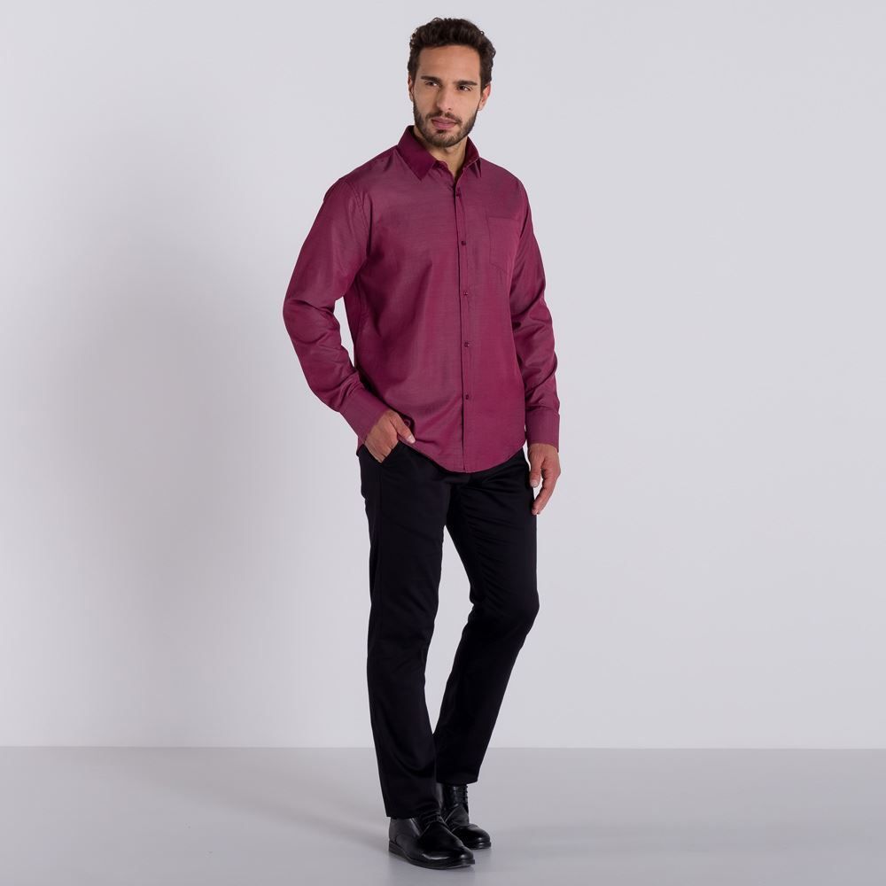 Camisa Social Manga Longa com Bolso Marc Alain