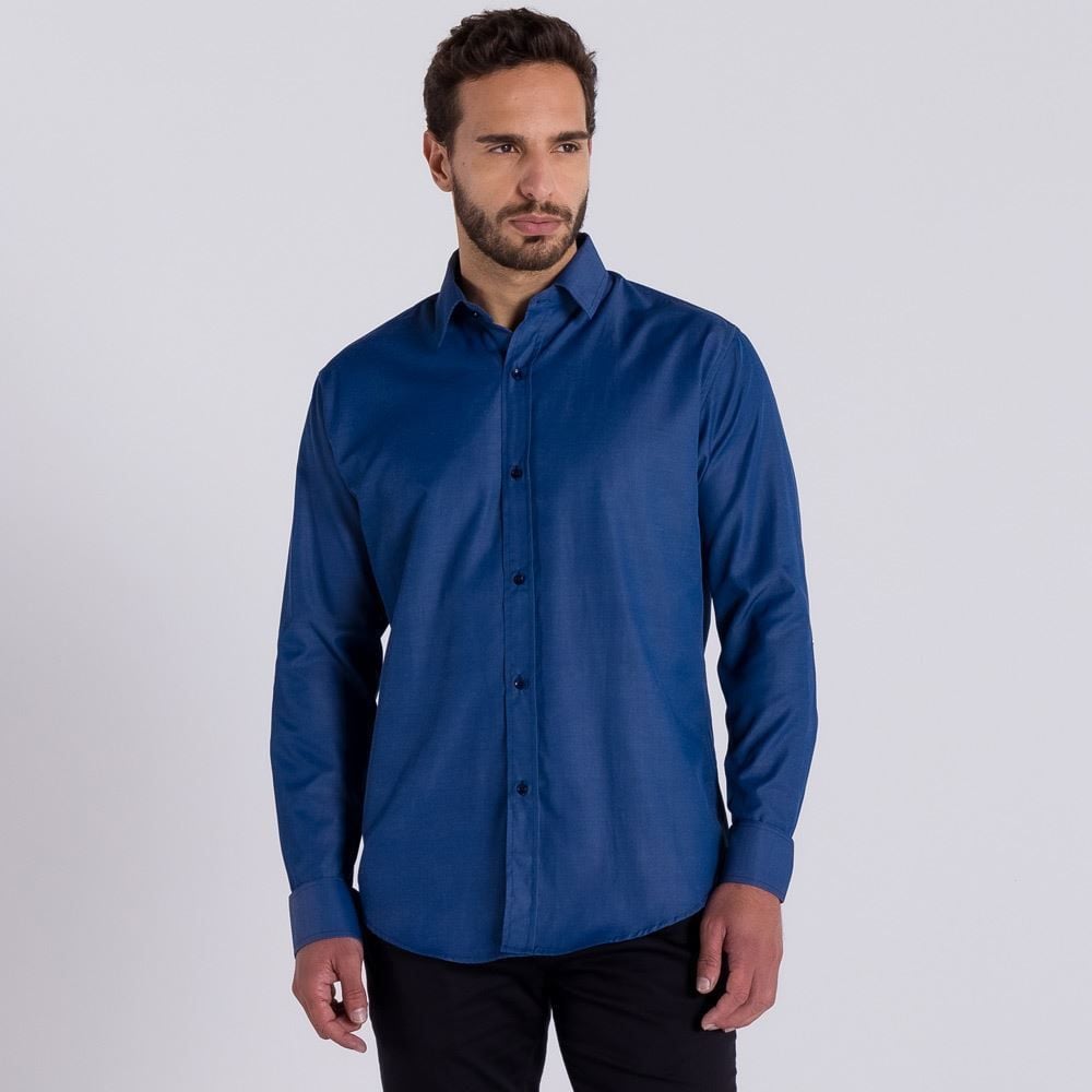 Camisa Social Manga Longa com Bolso Marc Alain