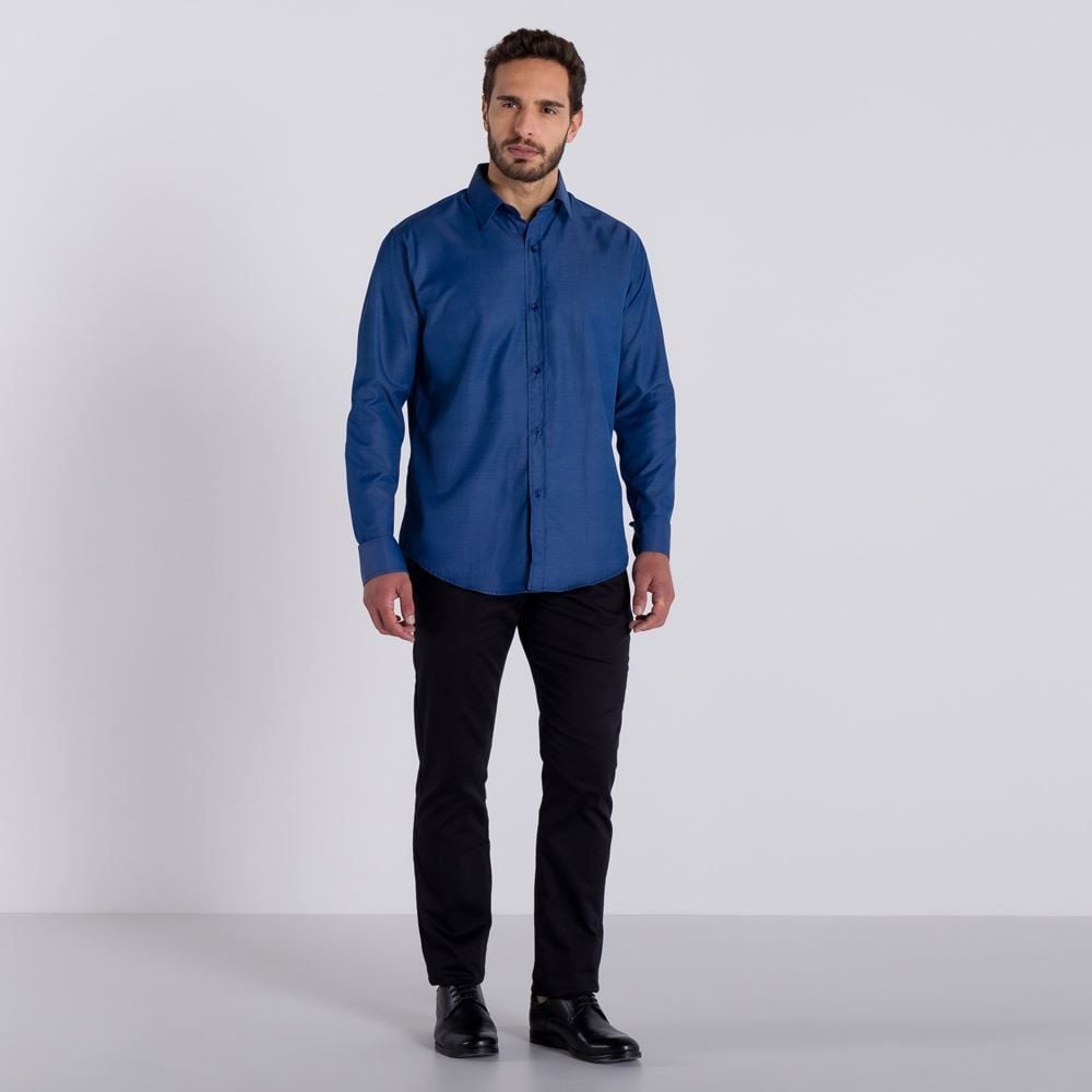 Camisa Social Manga Longa com Bolso Marc Alain