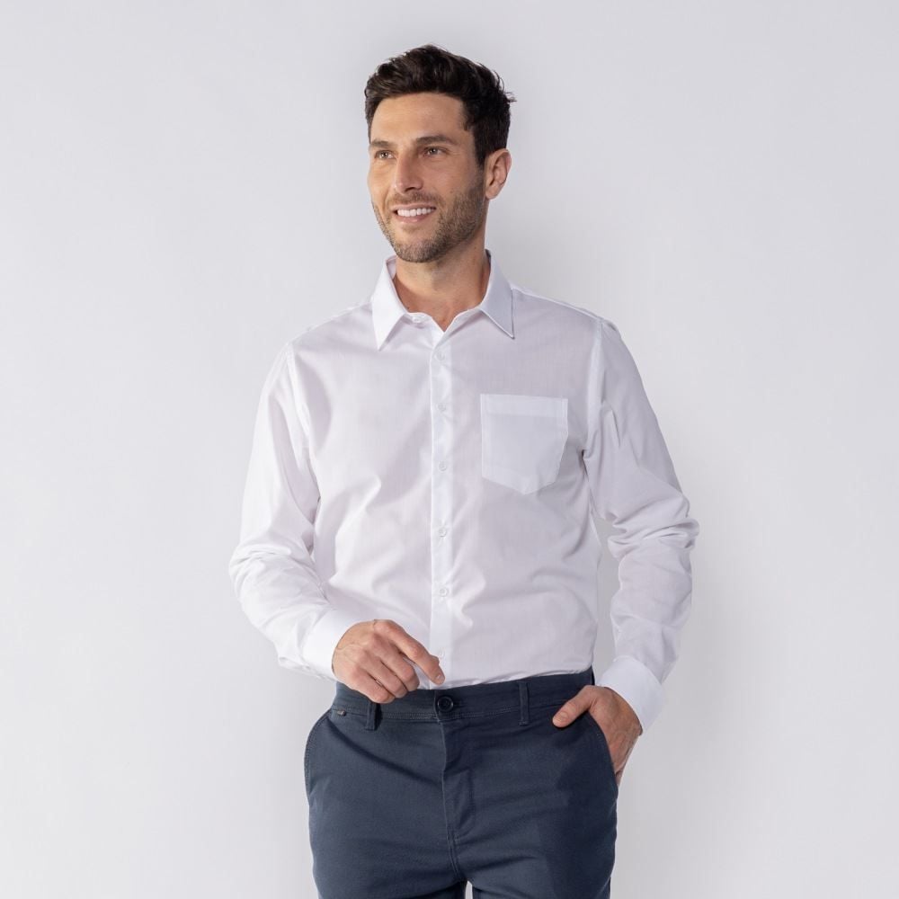 Camisa Social Masculina Com Bolso Marc Alain