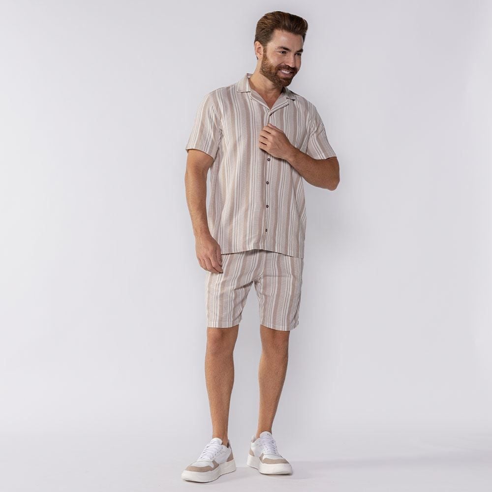 Camisa Masculina De Botão Listrada Thing