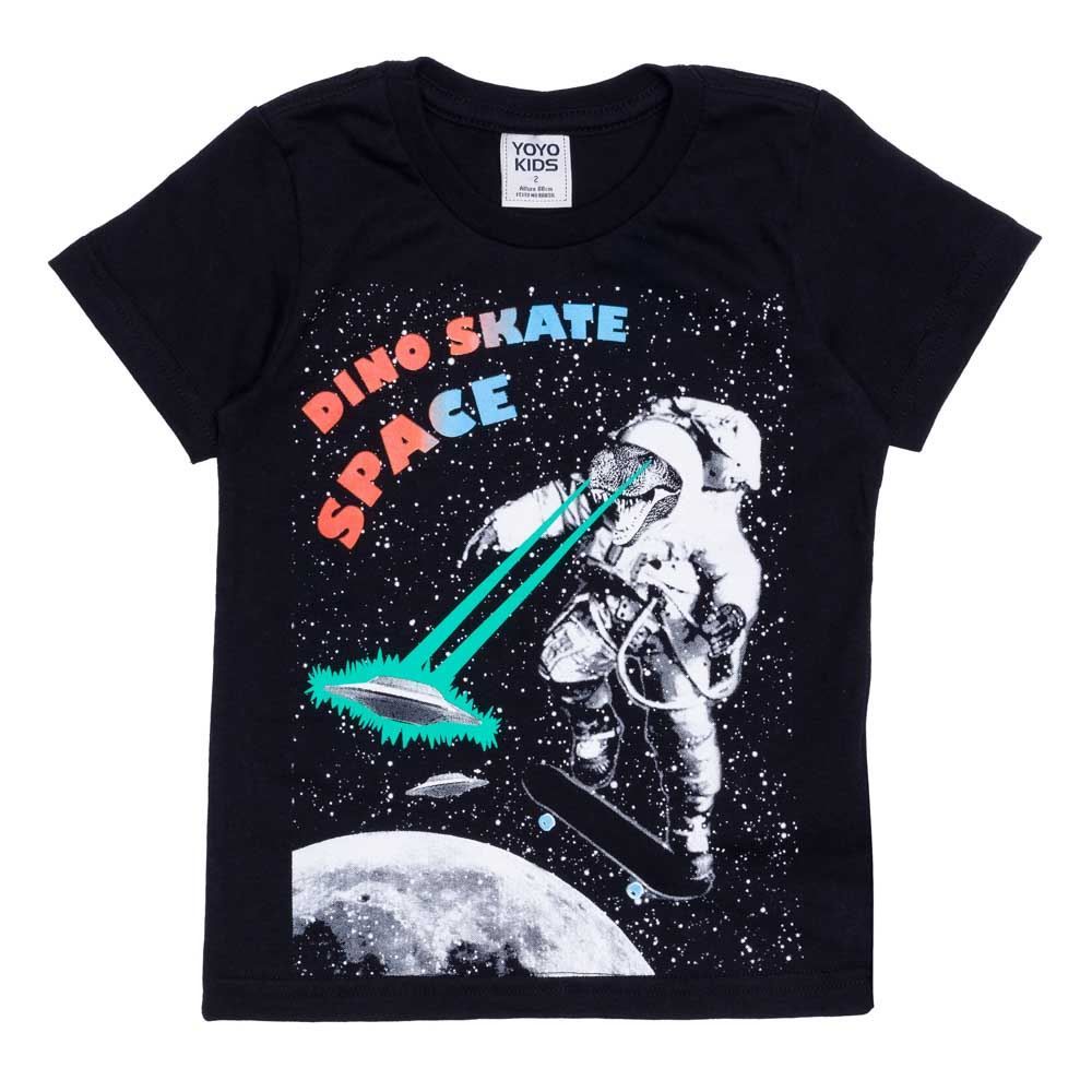 Camiseta 1 a 3 anos M/Malha Dino Skate Yoyo Kids