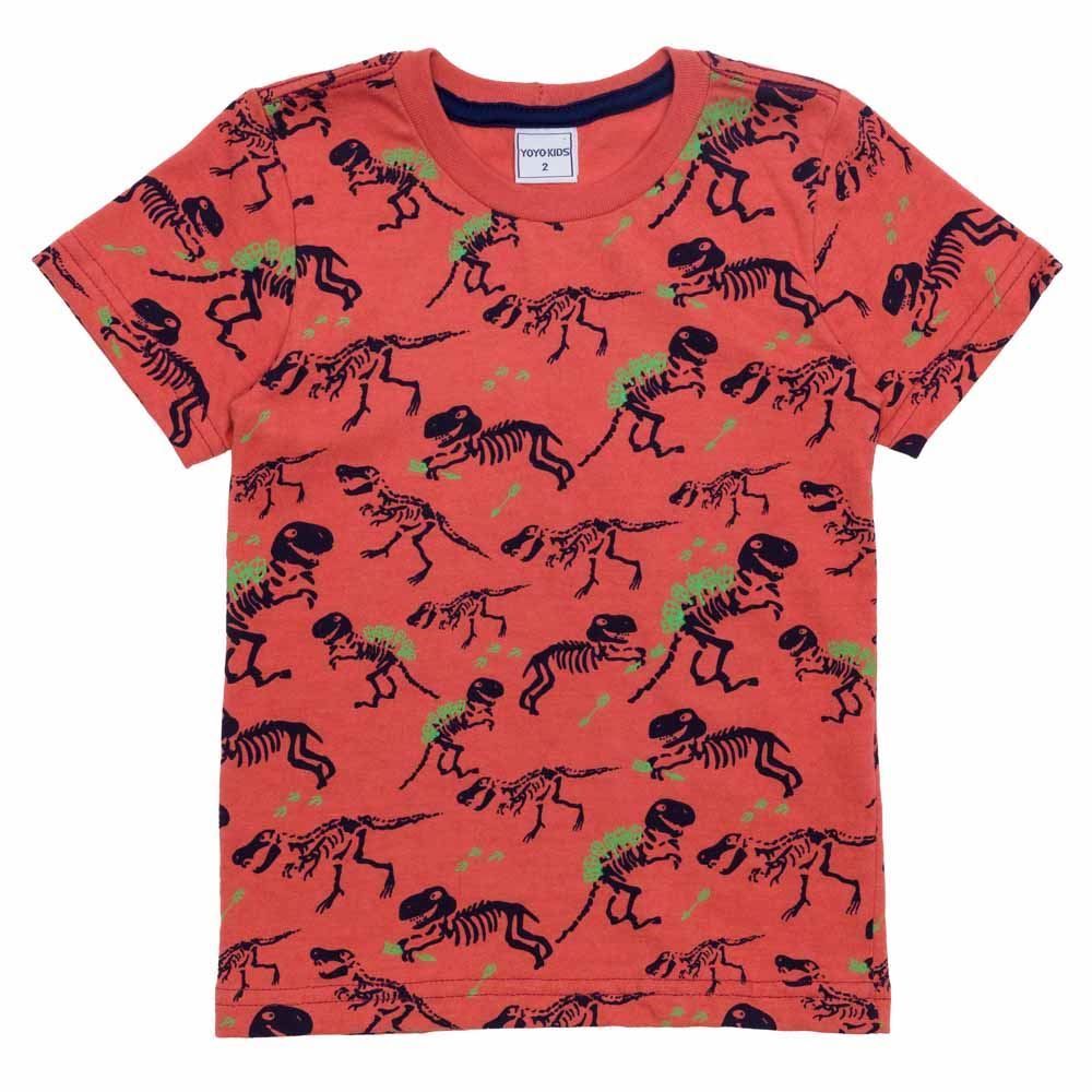 Camiseta 1 a 3 anos M/Malha Esqueleto Dinos Yoyo Kids