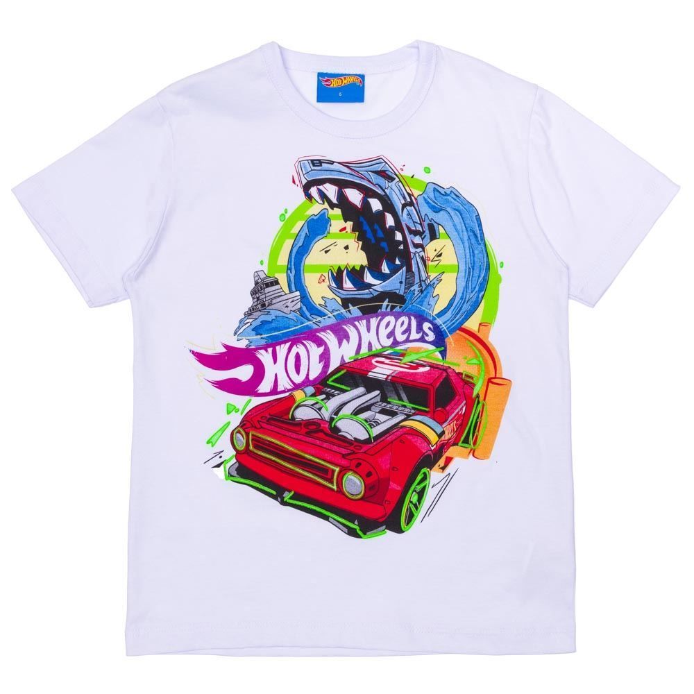 Camiseta 1 a 3 anos M/Malha Hot Wheels Jacaré Mattel