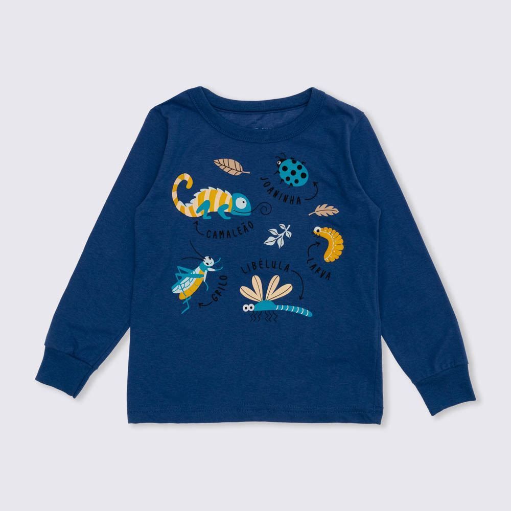 Camiseta 1 a 3 anos Meia Malha Insetos Yoyo Kids