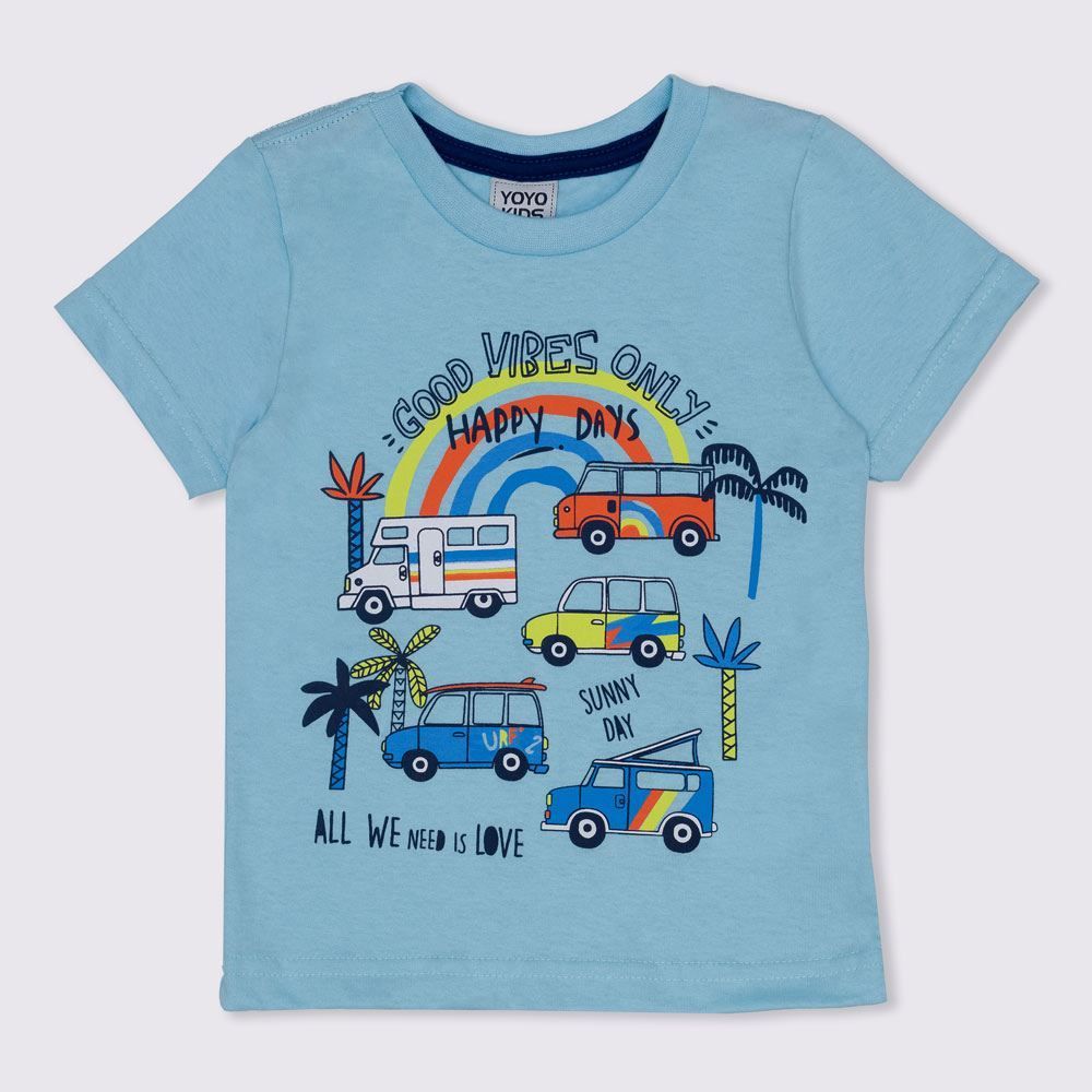 Camiseta 1 a 3 anos Silk Carros Good Vibes Yoyo Kids