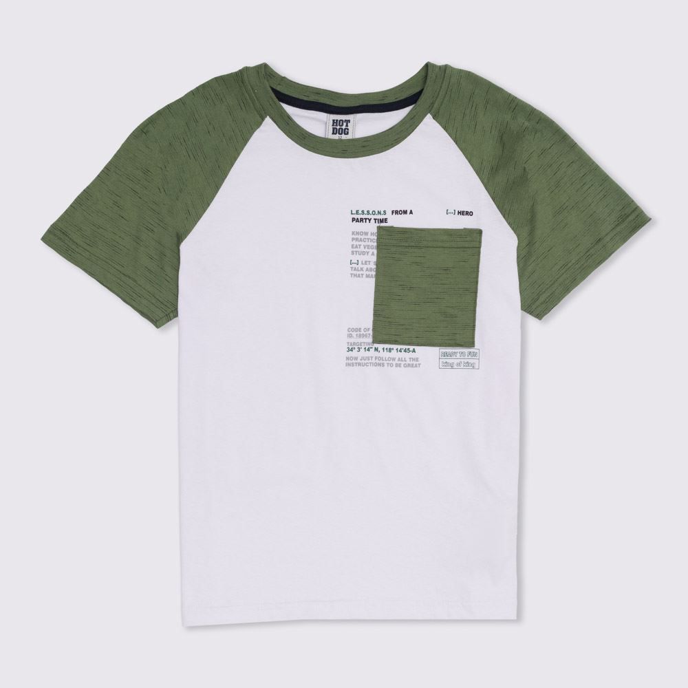 Camiseta 12 a 16 anos Mangas Raglan Hot Dog