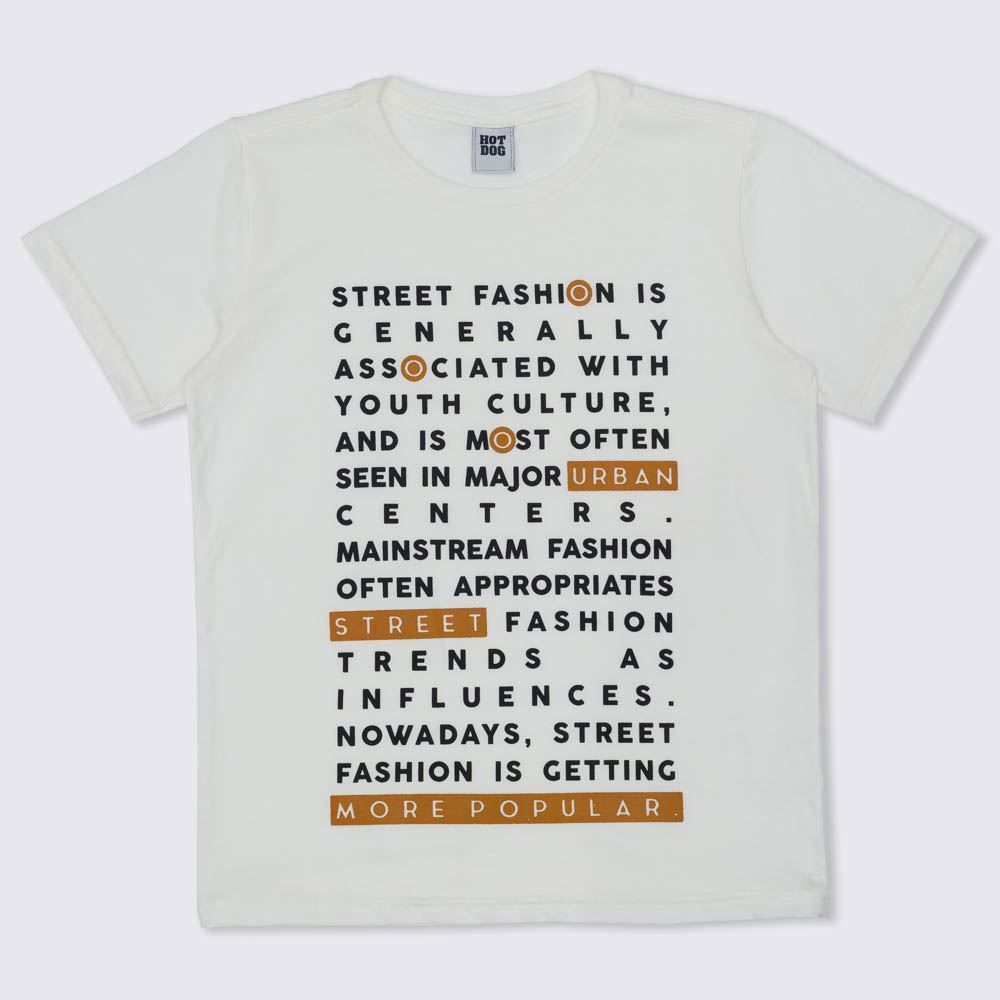Camiseta 12 a 16 anos Menino Palavras Hot Dog