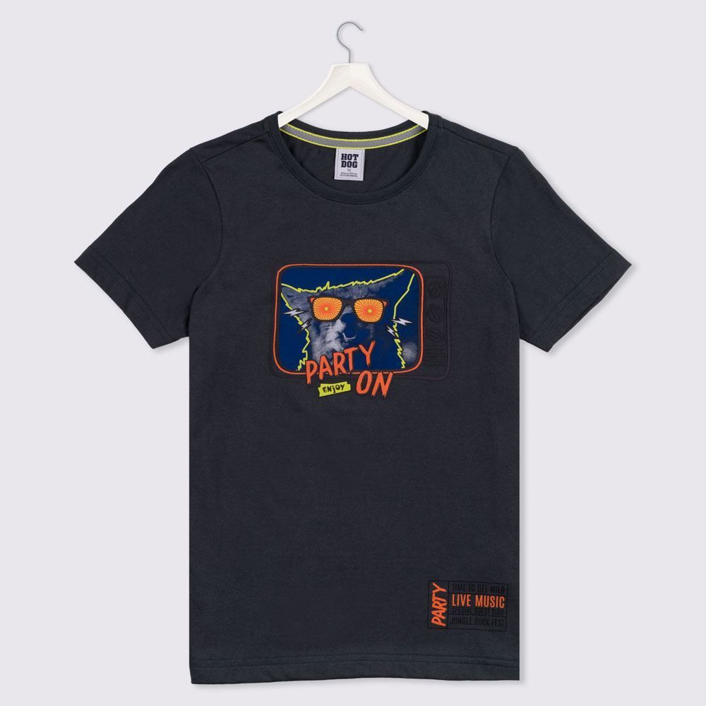 Camiseta 12 a 16 anos Party On Hot Dog