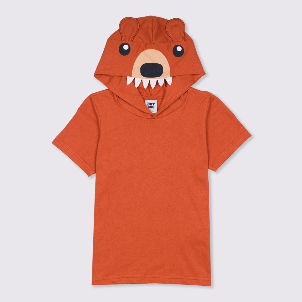 Camiseta 4 a 10 anos Capuz Urso Hot Dog