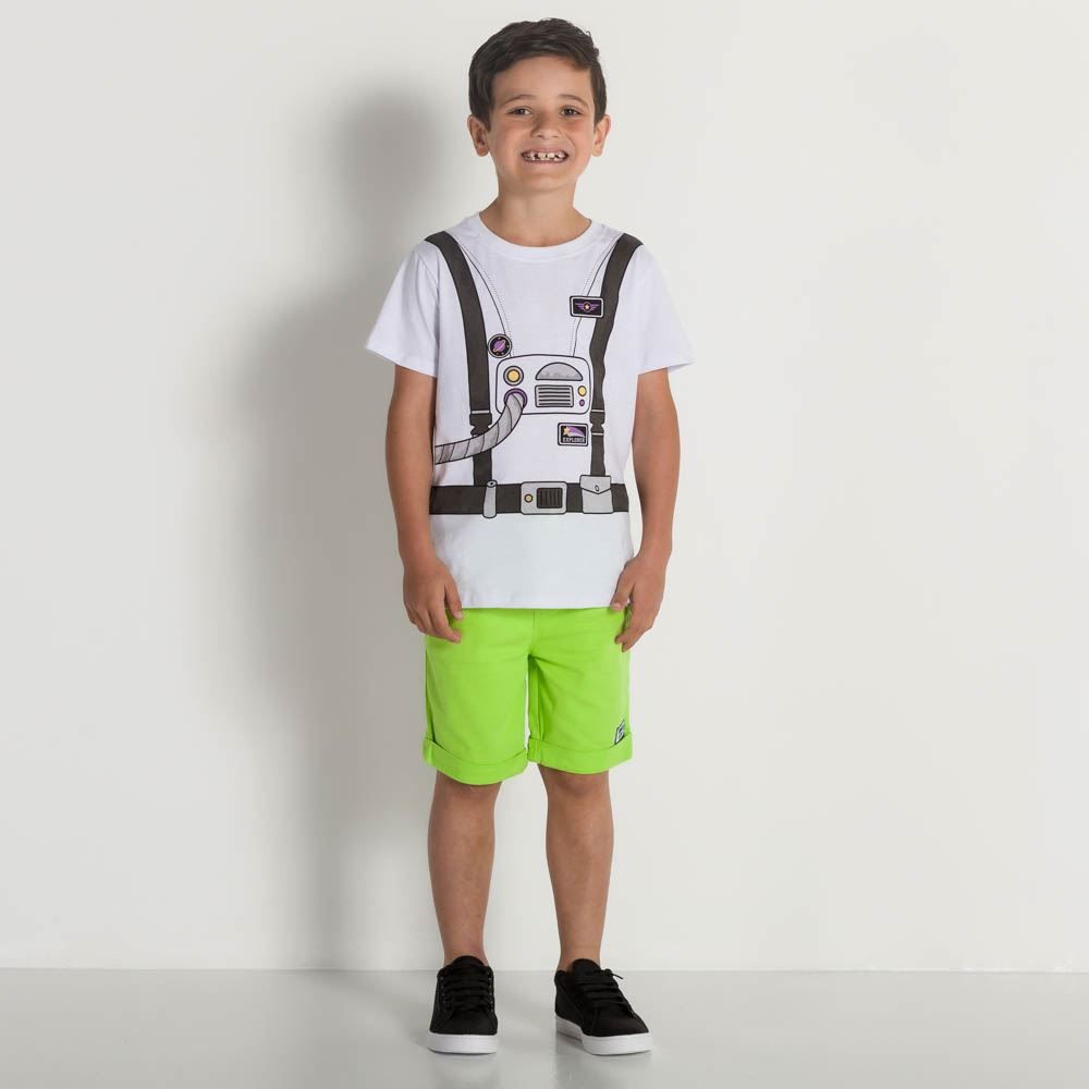 Camiseta 4 a 10 anos Foguetes + Pulseira Relógio Hot Dog