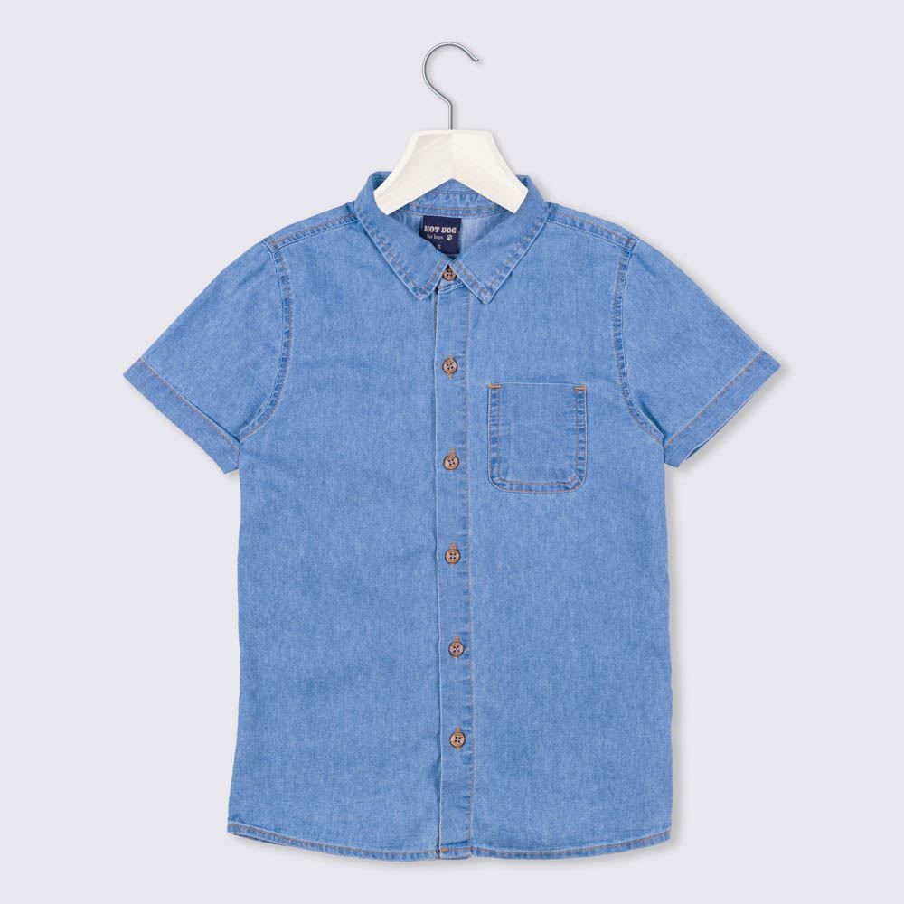Camiseta 4 a 10 anos Jeans com Bolso Hot Dog