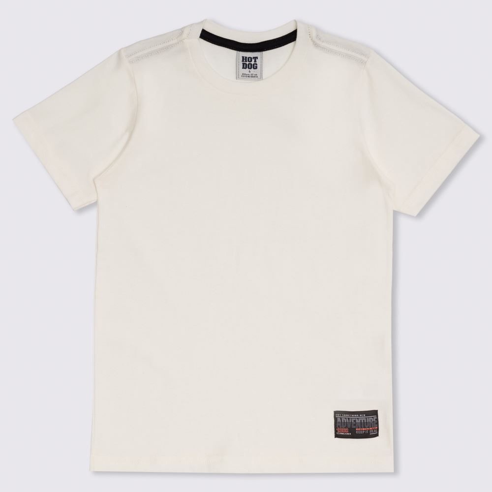 Camiseta 4 a 10 anos M/Malha Adventure Etiqueta Hot Dog