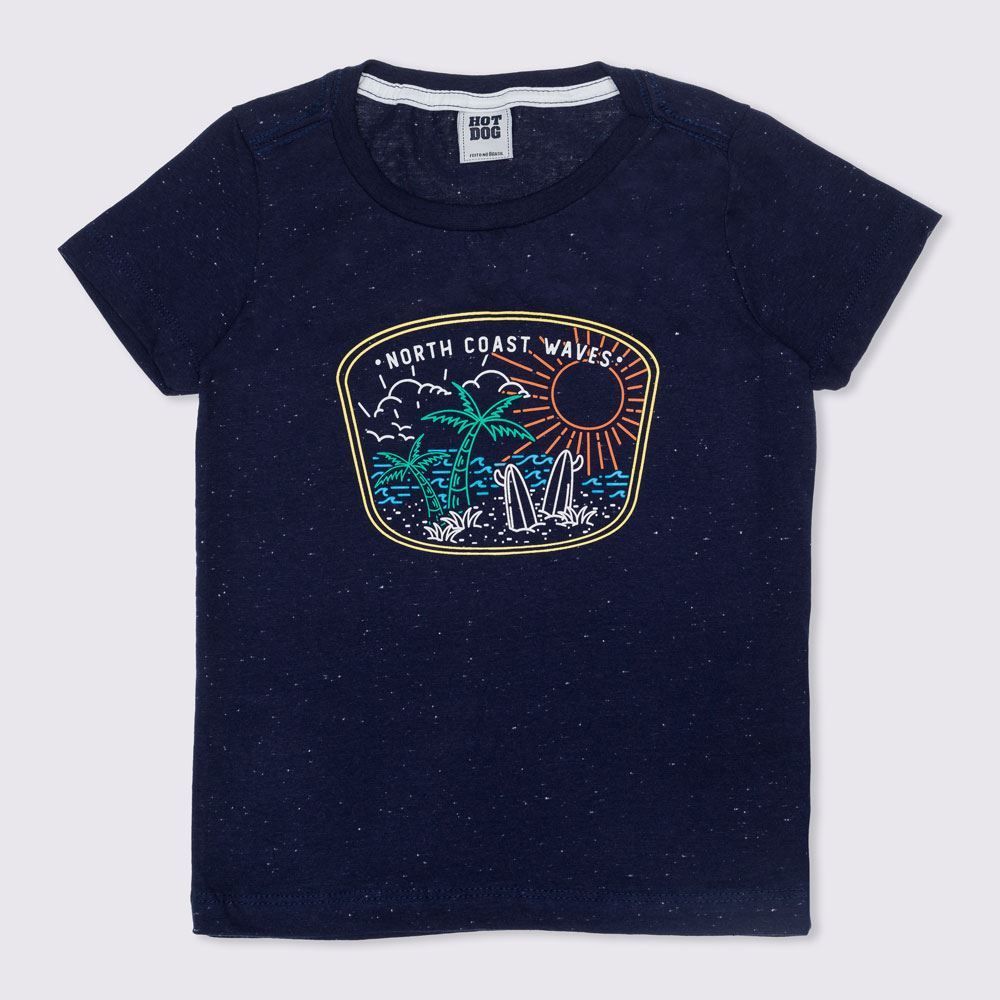 Camiseta 4 a 10 anos M/Malha Silk Tropical Hot Dog