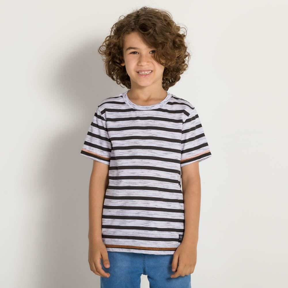 Camiseta 4 a 10 anos Malha Jet Listrada Hot Dog