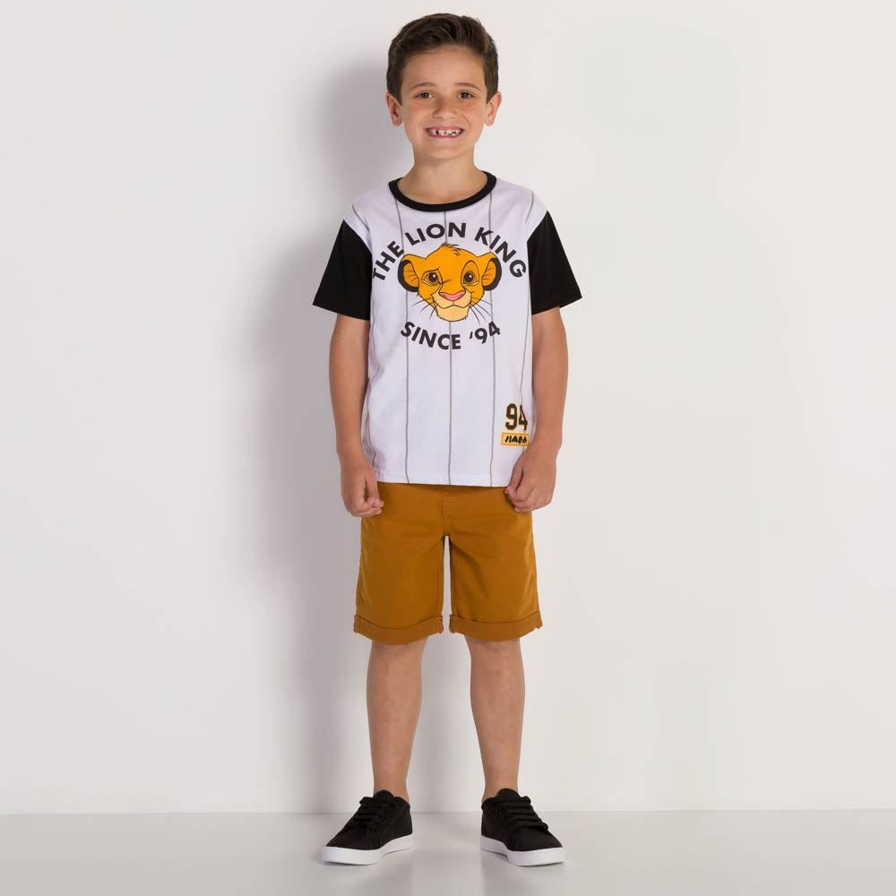 Camiseta 4 a 10 anos Malha Rei Leão King Disney