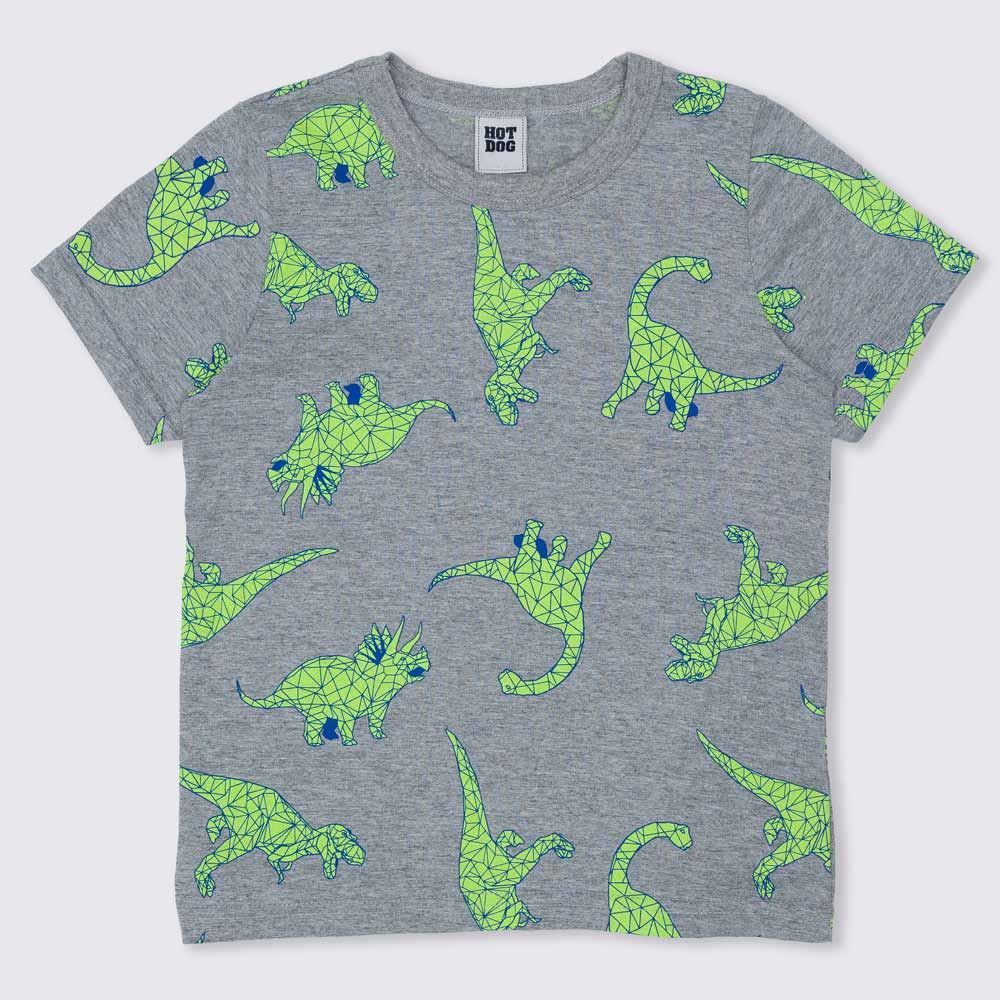 Camiseta 4 a 10 anos Meia Malha Dinos Hot Dog