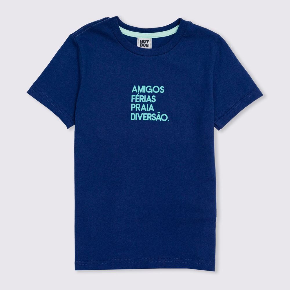Camiseta 4 a 10 anos Silk Amigos Férias Hot Dog